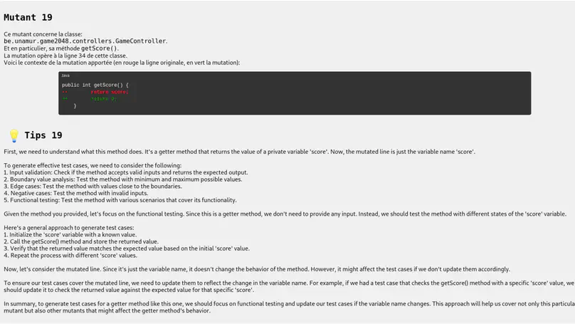 LLM-explained mutation testing reports for teaching software testing